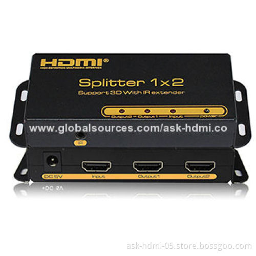 HDMI Splitter 1 x 2 with IR Extender/IR Injector, Supports 3D